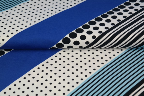 tissu jersey graphique-rayé bleu oekotex Stenzo