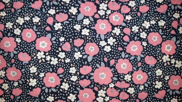 tissu coton fleurs seventies rose oeko tex