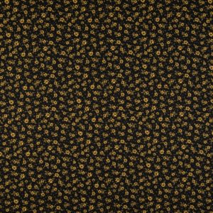 tissu coton noir - fleurs dorées OEKO TEX