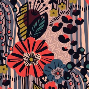 tissu canvas 'under one sky" fleurs de nuit BIO