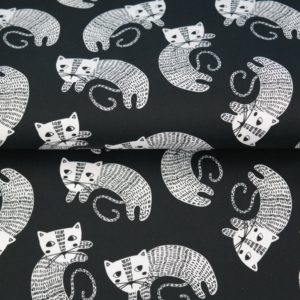 tissu coton chats noirs - chats blancs OEKO TEX
