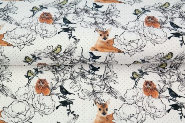 tissu french terry Chouettes& faons OEKO TEX