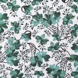 tissu coton fleurs vertes OEKO TEX