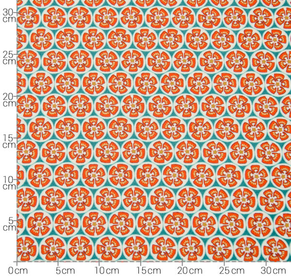 coton petites fleurs oranges okeo tex