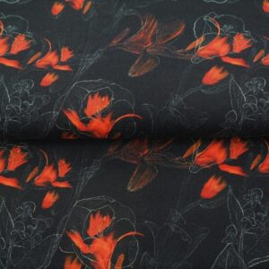 tissu jersey digital "fleurs en flammes" OEKO TEX