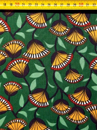 tissu coton fleurs d'Afrique vertes OEKO TEX