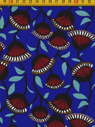 tissu coton fleurs d'afrique bleues OEKO TEX