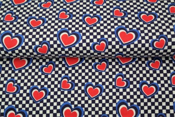 tissu jersey "Drapeau de cœurs" OEKO TEX