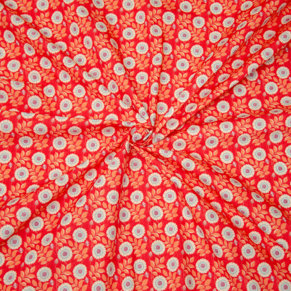 coton fleurs d'asie rouges OEKO TEX
