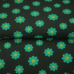 tissu jersey "marguerites en vert et bleu" OEKO TEX