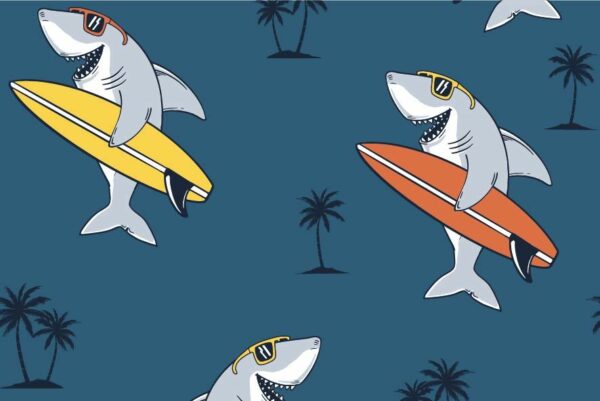 tissu jersey digital "Requins surfers" OEKO TEX