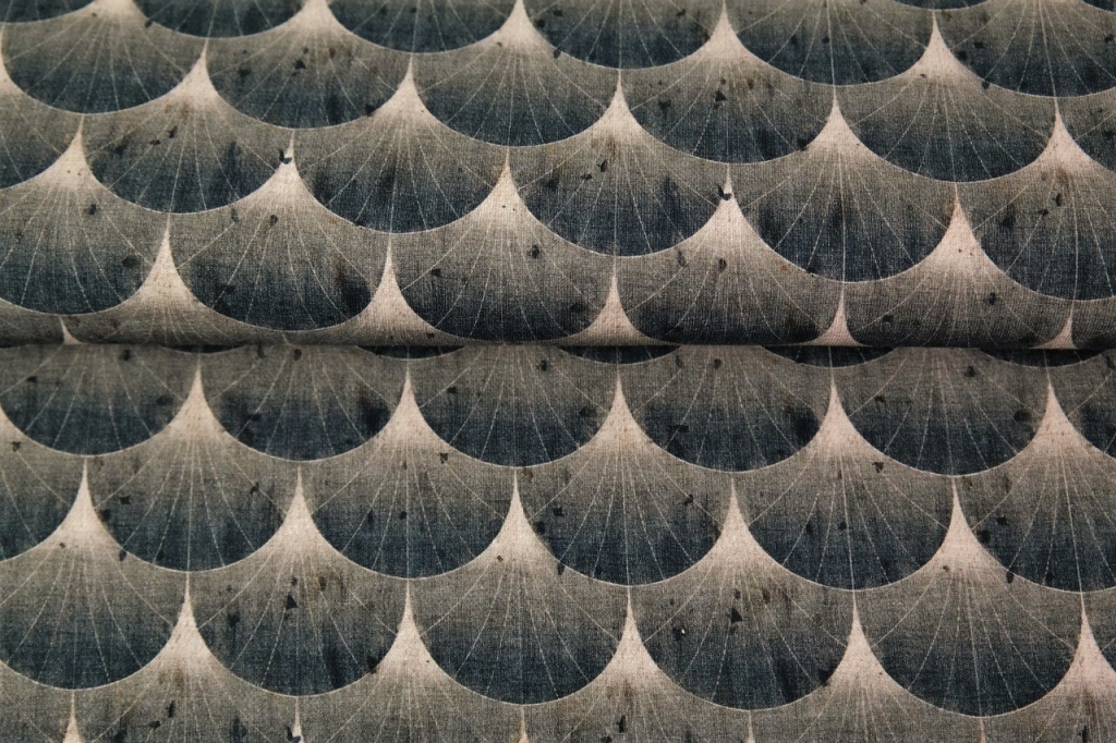 tissu jersey digital "Eventails en noir et blanc" OEKO TEX