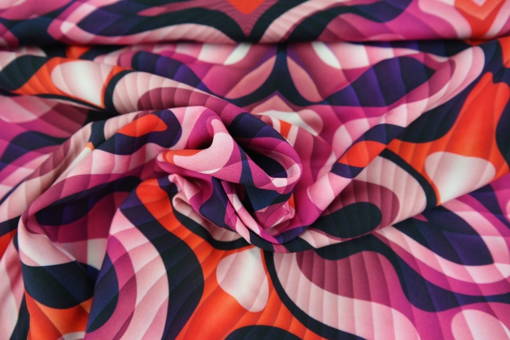 tissu viscose "Arabesques psyché" OEKO TEX