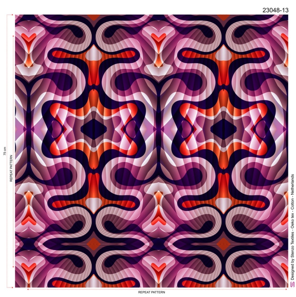 tissu viscose "Arabesques psyché" OEKO TEX