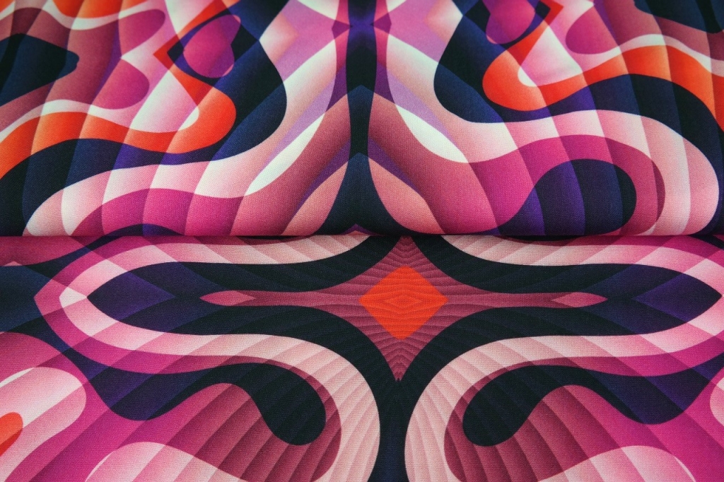 tissu viscose "Arabesques psyché" OEKO TEX