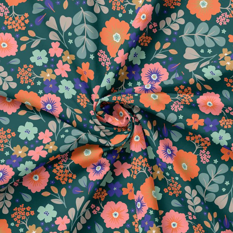 tissu coton popeline "Dolores noir" OEKO TEX