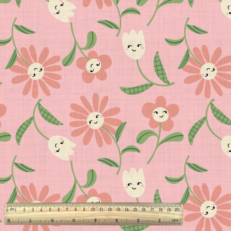 tissu coton "Lisa lait fraise" OEKO TEX