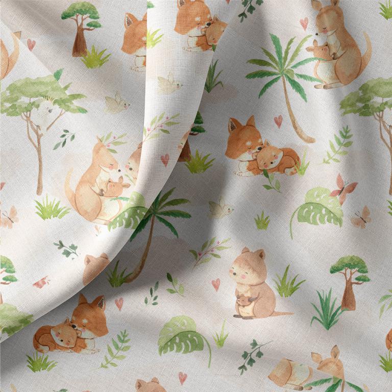 tissu coton "Jungle des animaux" OEKO TEX
