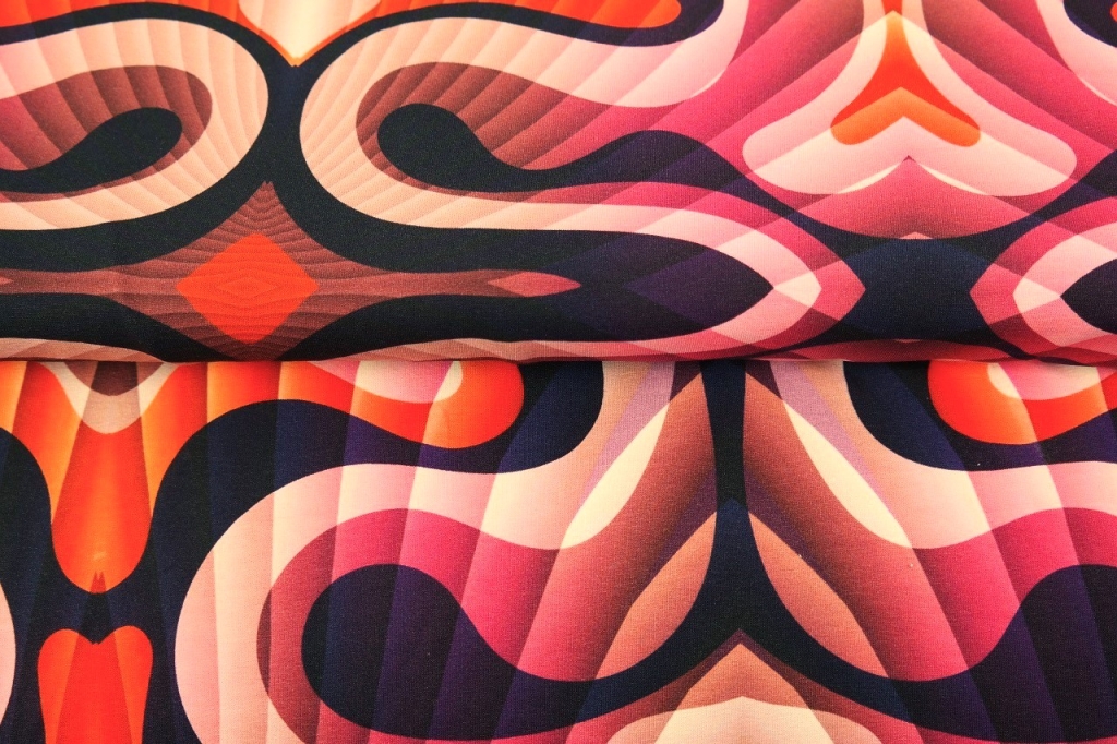 tissu jersey "Arabesques psyché rose" OEKO TEX