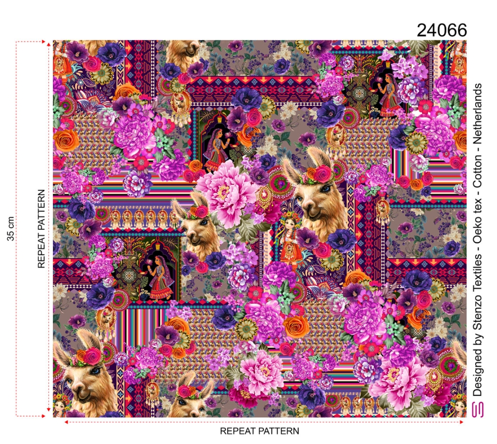 tissu French Terry "Java des lamas" OEKO TEX