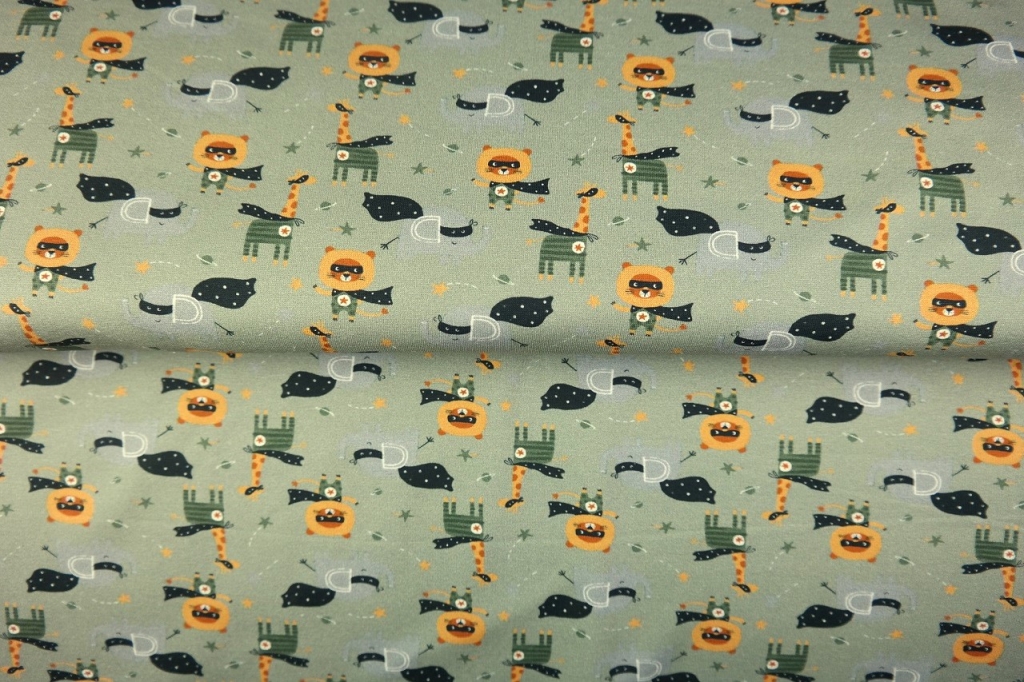 tissu jersey "zoo des héros" OEKO TEX