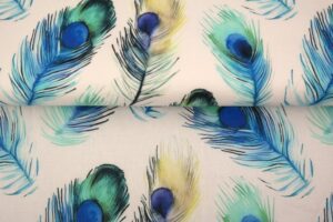 Voile de coton "Plumes de paons"