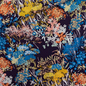 Ecovero/Viscose "Wild Flowers" - bleu du soir