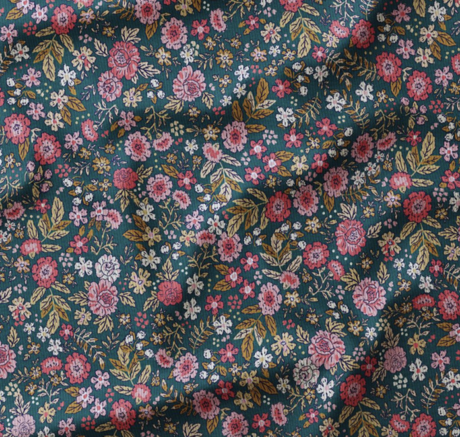 Velours milleraies "BARJAY Salicorne & Rose"