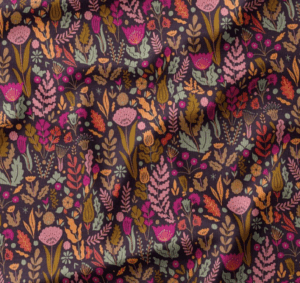 Velours milleraies "MALVINA noir & rose"