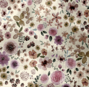 Double gaze "HORTENSE écru & violet"