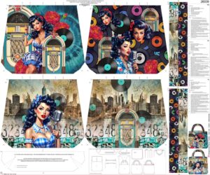 Kit Grand sac - fourre tout "Ladies disco" - toile de coton