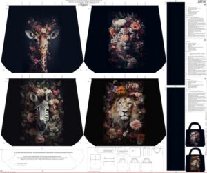 Kit Grand sac - fourre tout "ART Jungle" - toile de coton