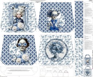 Kit Grand sac - fourre tout "Histoires bleues" - toile de coton