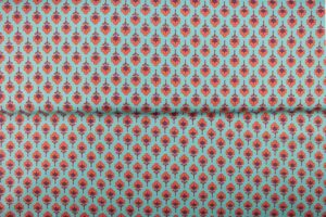 Coton "En feuilles turquoise"