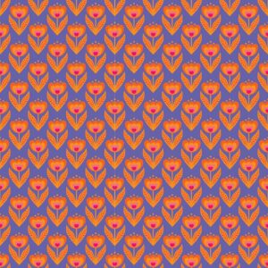 Sweat fin brossé "Jolis fleurs rétro orange"