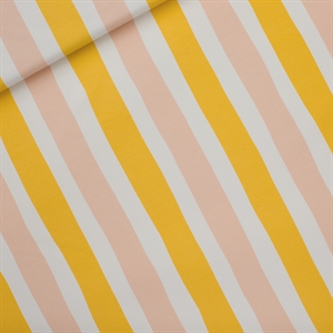French Terry - "Verticals Lemon" - Curry