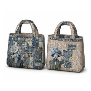 Kit Grand sac - Cabas "les dentellières" - toile de coton