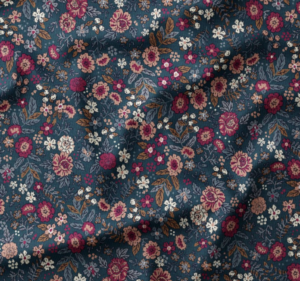 Velours milleraies "BARJAY bleu & rose"