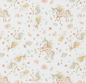 Coton "Licornes Arc-en-ciel"
