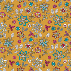 Velours milleraies "Arabesques ocres"