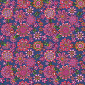 Velours milleraies "Rétro flowers"