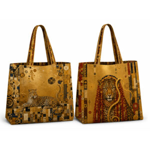 Kit Grand sac - Cabas "Félins de Klimt" - toile de coton